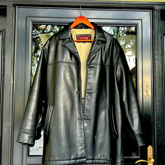 Couture black leather lambskin jacket - Picture 1 of 10